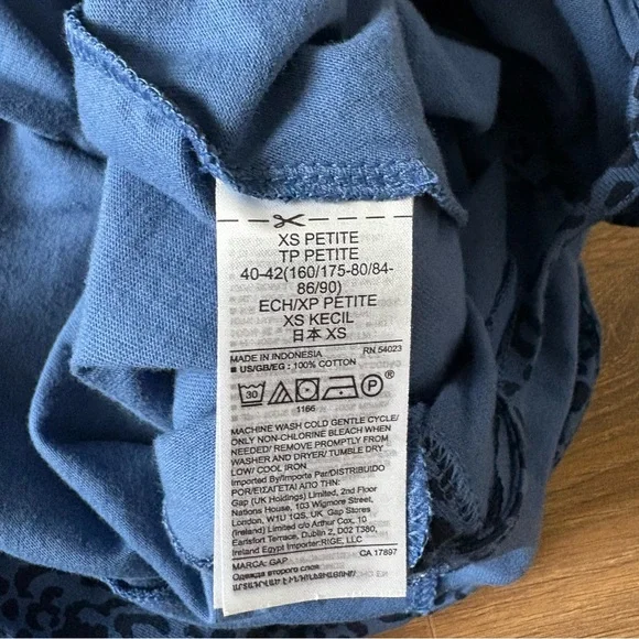 NWT GAP Blue Leopard Print Midi Dress XS Petite - Picture 7 of 7